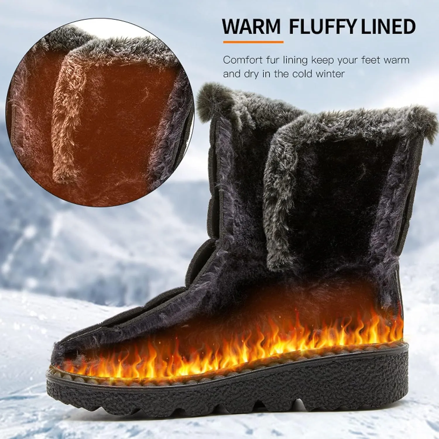 GUNIYIFS Womens Winter Snow Boots Winter Boot with Comfortable Flat Shoes for Women Warm Fur Lined Ankle Booties Outdoor Slip On Waterproof Short Boots