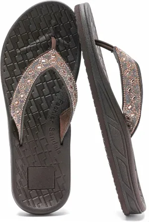 Guyarns Flip Flops Arch Support for Women,Womens Flip Flops with Rhinestone Summer Beach Comfy Thick Slides Sandals