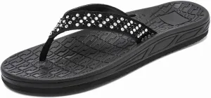 Guyarns Flip Flops Arch Support for Women,Womens Flip Flops with Rhinestone Summer Beach Comfy Thick Slides Sandals