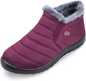 HARENCE Snow Boots for Women Winter Boot with Comfortable Warm Fur Lined Ankle Booties Outdoor Slip On Waterproof Short Boots