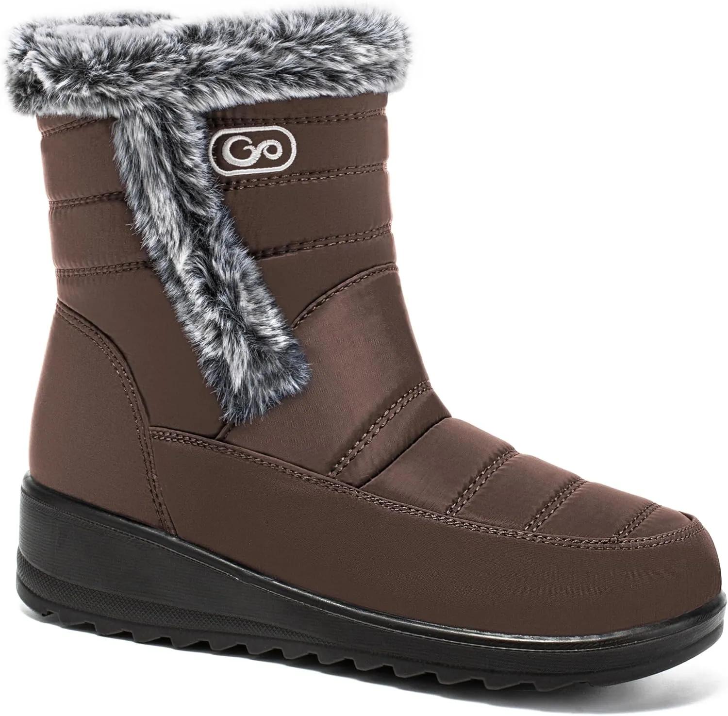 HARENCE Womens Winter Snow Boots: Warm Fur Lined Zipper Ankle Booties Comfortable Outdoor Waterproof Slip on Boots for Women