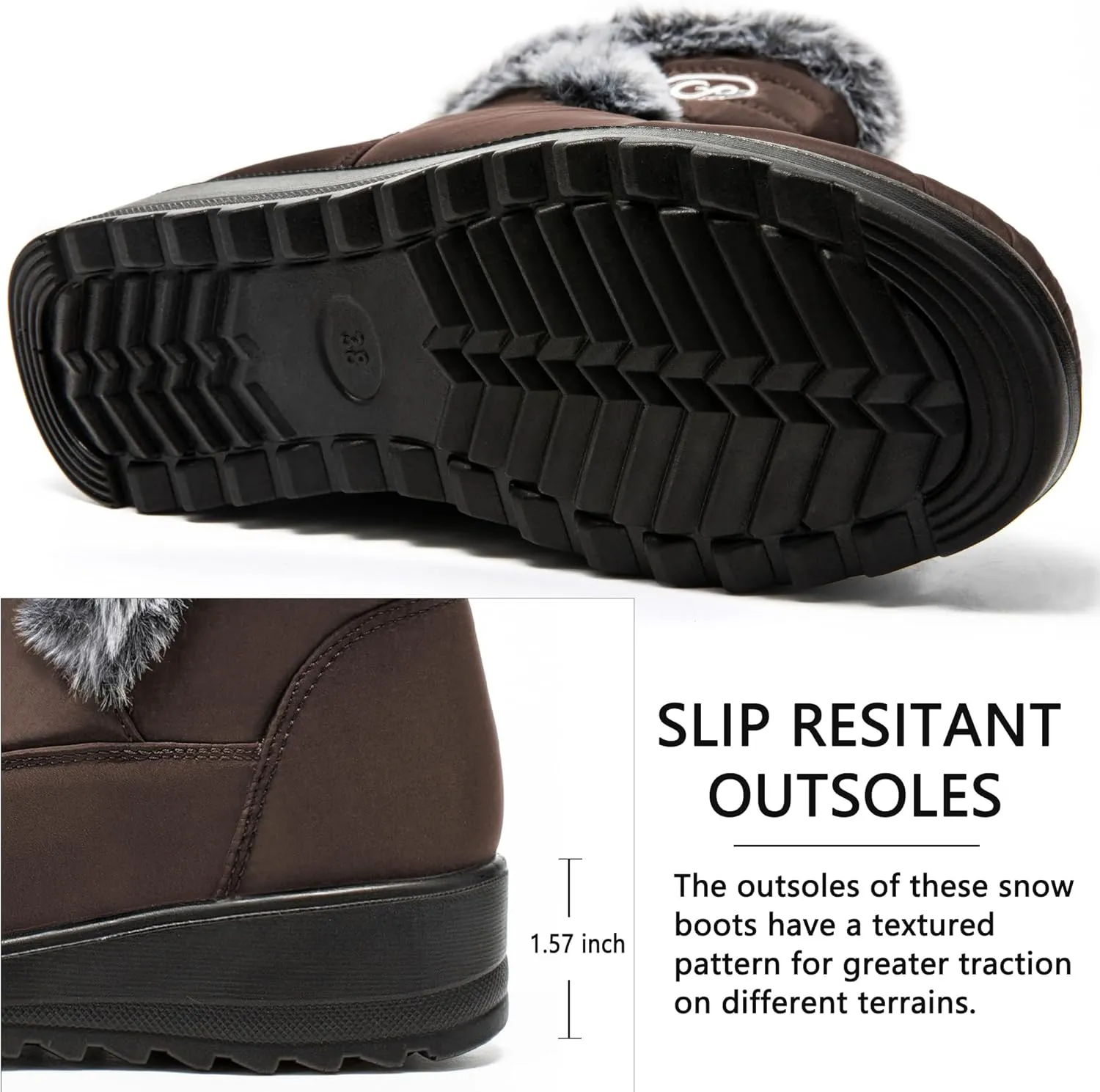 HARENCE Womens Winter Snow Boots: Warm Fur Lined Zipper Ankle Booties Comfortable Outdoor Waterproof Slip on Boots for Women