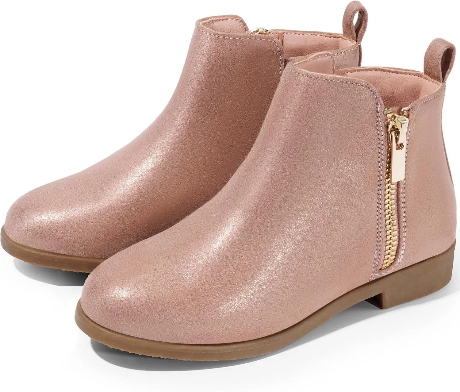 Harvest Land Girl Boots Kids Ankle Boots Warm Side Zipper Low Heel Short Booties Winter Anti-Slip Outdoor Shoes for Little Kids/Big Kids