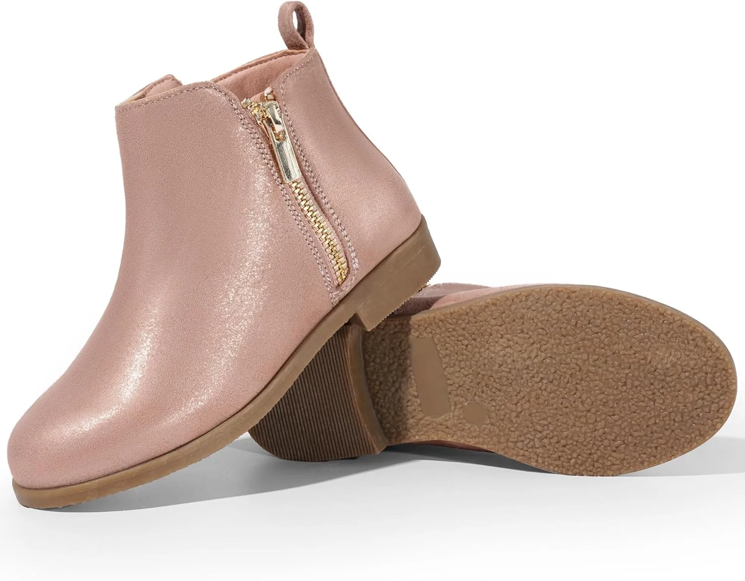 Harvest Land Girl Boots Kids Ankle Boots Warm Side Zipper Low Heel Short Booties Winter Anti-Slip Outdoor Shoes for Little Kids/Big Kids