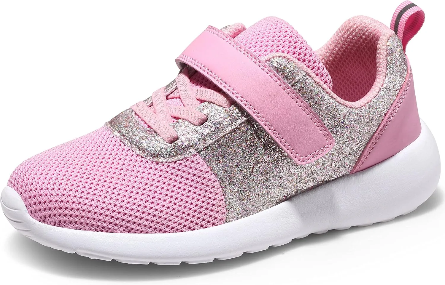 Harvest Land Toddler Glitter Tennis Shoes Slip On Boys Girls Sneakers Casual Running Shoes Woven Breathable with Soft Soled Sports Hook-Loop Outdoor Shoes