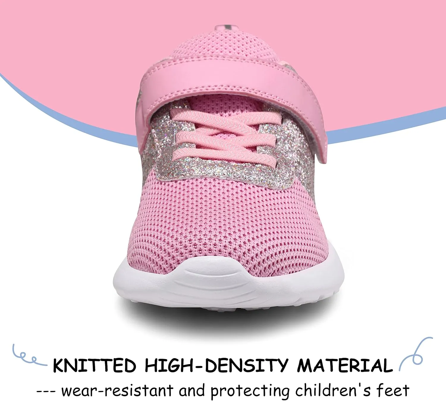 Harvest Land Toddler Glitter Tennis Shoes Slip On Boys Girls Sneakers Casual Running Shoes Woven Breathable with Soft Soled Sports Hook-Loop Outdoor Shoes
