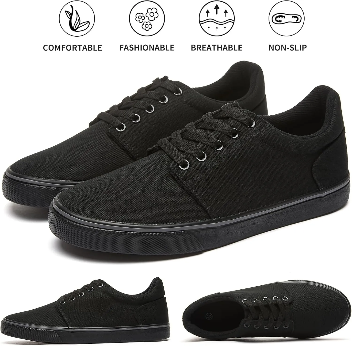 hash bubbie Mens Canvas Shoes Classic Men's Canvas Sneakers Low Top Tennis Shoes Lace up Comfortable Skate Casual Shoes