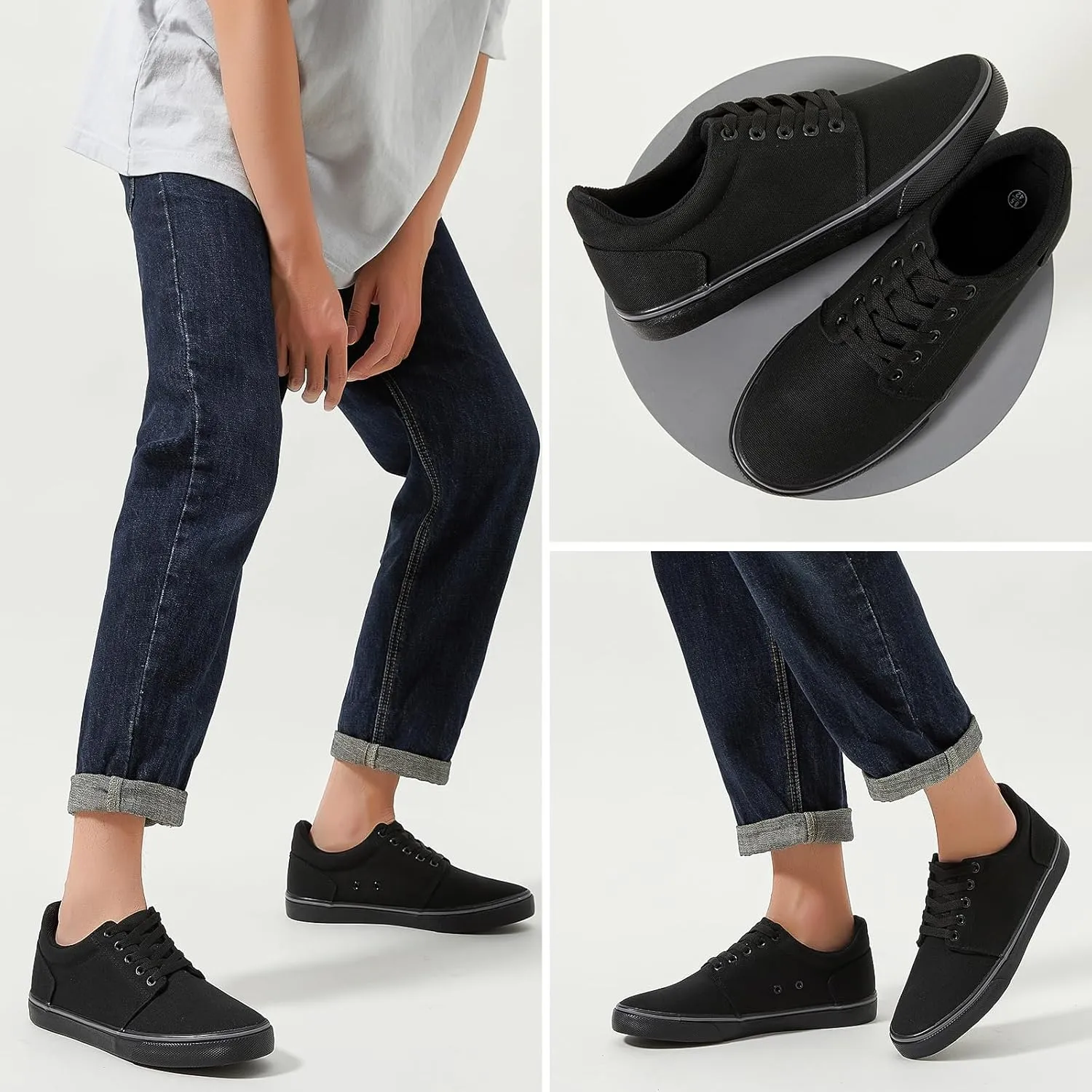 hash bubbie Mens Canvas Shoes Classic Men's Canvas Sneakers Low Top Tennis Shoes Lace up Comfortable Skate Casual Shoes