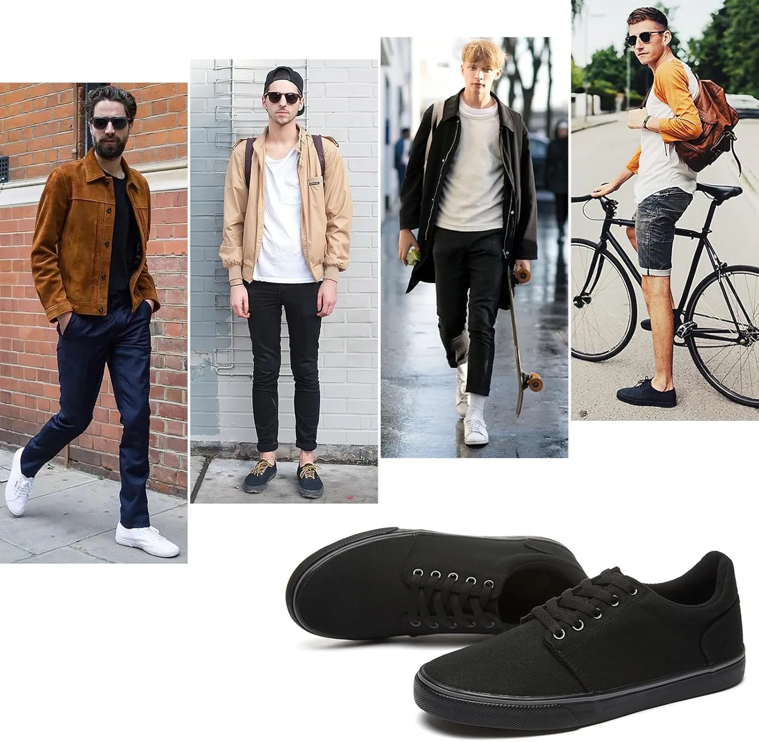 hash bubbie Mens Canvas Shoes Classic Men's Canvas Sneakers Low Top Tennis Shoes Lace up Comfortable Skate Casual Shoes