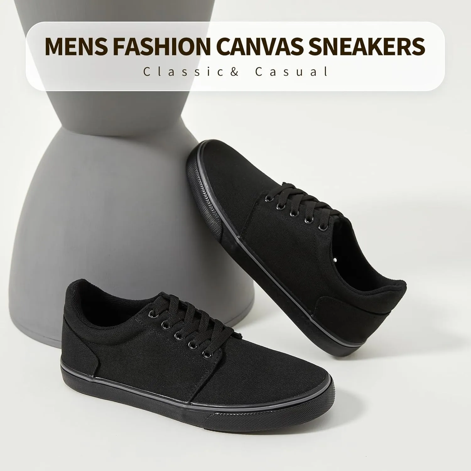 hash bubbie Mens Canvas Shoes Classic Men's Canvas Sneakers Low Top Tennis Shoes Lace up Comfortable Skate Casual Shoes