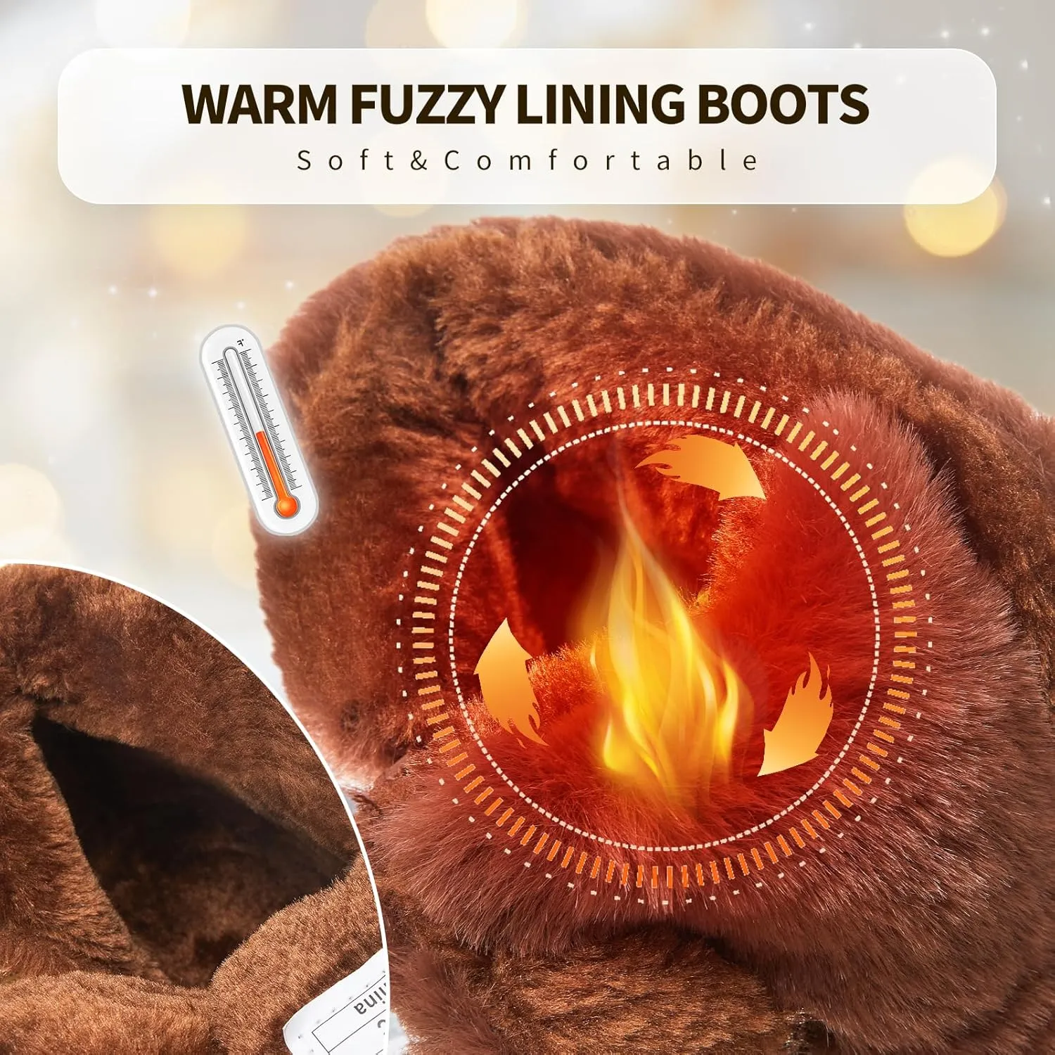 hash bubbie Women's Winter Boots Ankle Booties for Women Warm Fuzzy Boots Lace up PU Leather Snow Boots with Zipper