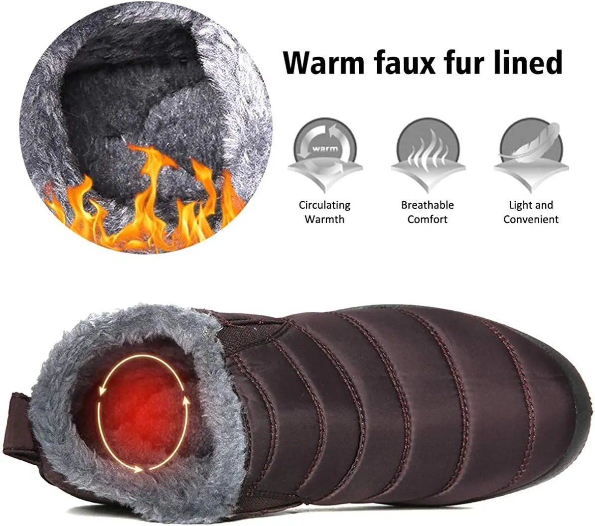 HAVINA Womens Warm Snow Boots Outdoor Fur Lining Winter Shoes Anti-Slip Lightweight Ankle Bootie