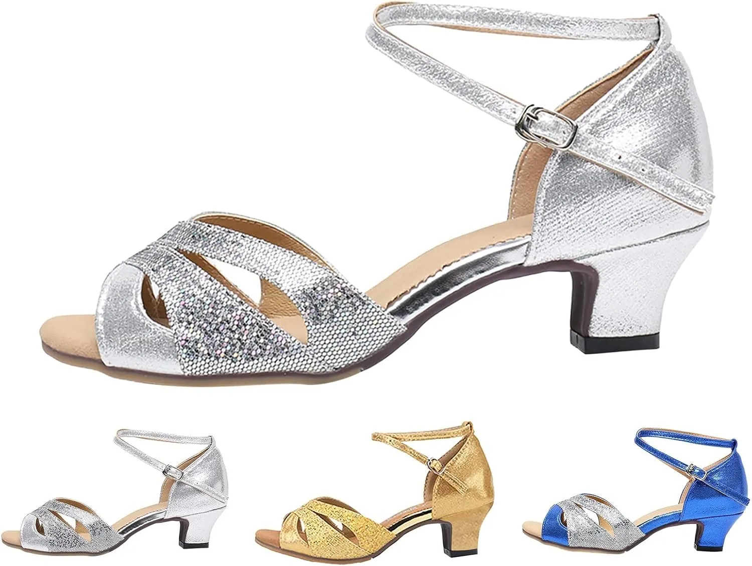 Heels for Women 2025 Latin Dance Shoes Heeled Ballroom Tango Party Sequin Dance Shoes Wedding Formal Sandals