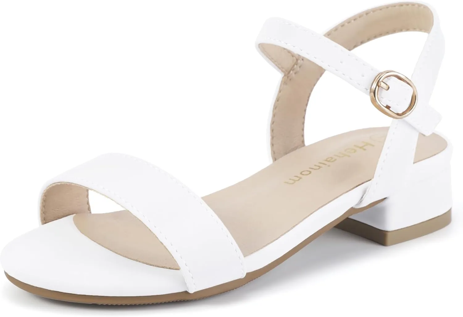 Hehainom Girls Dress Shoes Low Heels Sandals Open Toe Wedding Party School for Little Big Kids Flower Girl Shoes
