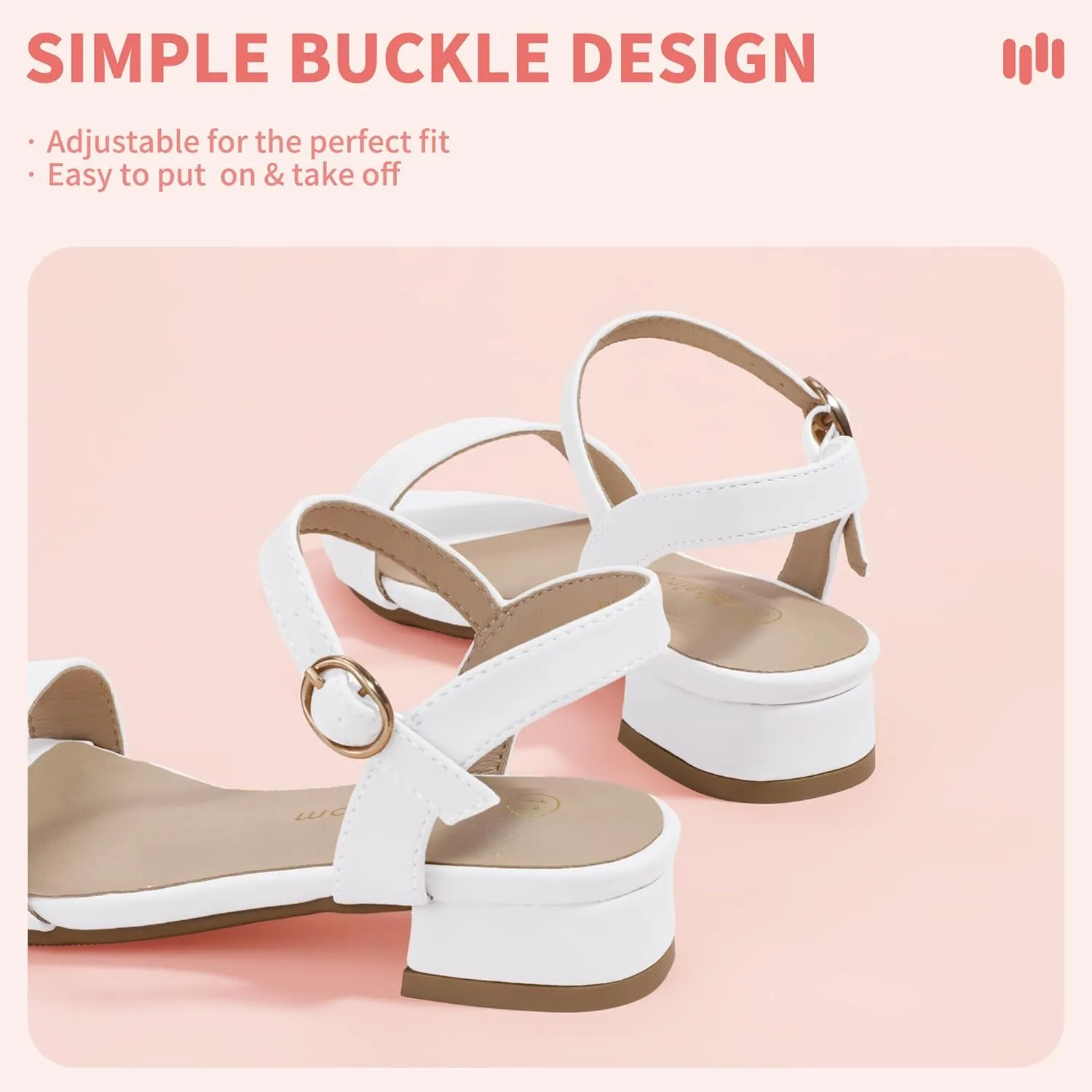 Hehainom Girls Dress Shoes Low Heels Sandals Open Toe Wedding Party School for Little Big Kids Flower Girl Shoes