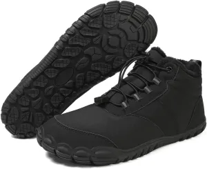 Hike Barefoot Boots Womens Mens Waterproof Fur Lined Winter Barefoot Shoes Minimalist Snow Boots Wide Toe Box Ankle Booties