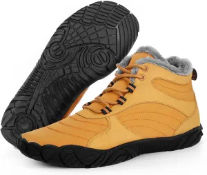 Hike Barefoot Boots Womens Mens Waterproof Fur Lined Winter Barefoot Shoes Minimalist Snow Boots Wide Toe Box Ankle Booties