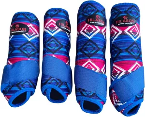 HILASON L M S Horse Front Rear Hind Leg Sport Boots Set of 4 Blue