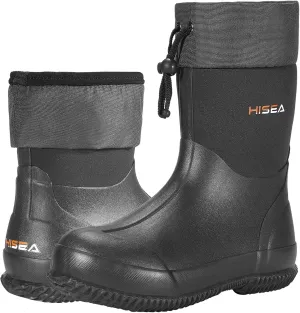 HISEA Men's Rain Boots, Garden Boots Ankle High Waterproof Neoprene Rubber Mud Boots