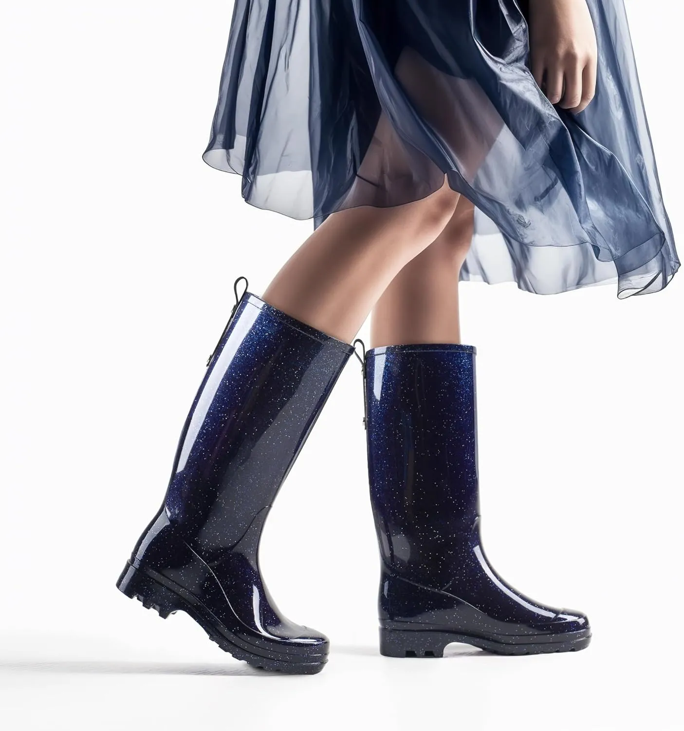 HISEA Rain Boots for Women Waterproof Garden Boots, Knee High Rain Shoes, Non Slip Seamless Welly