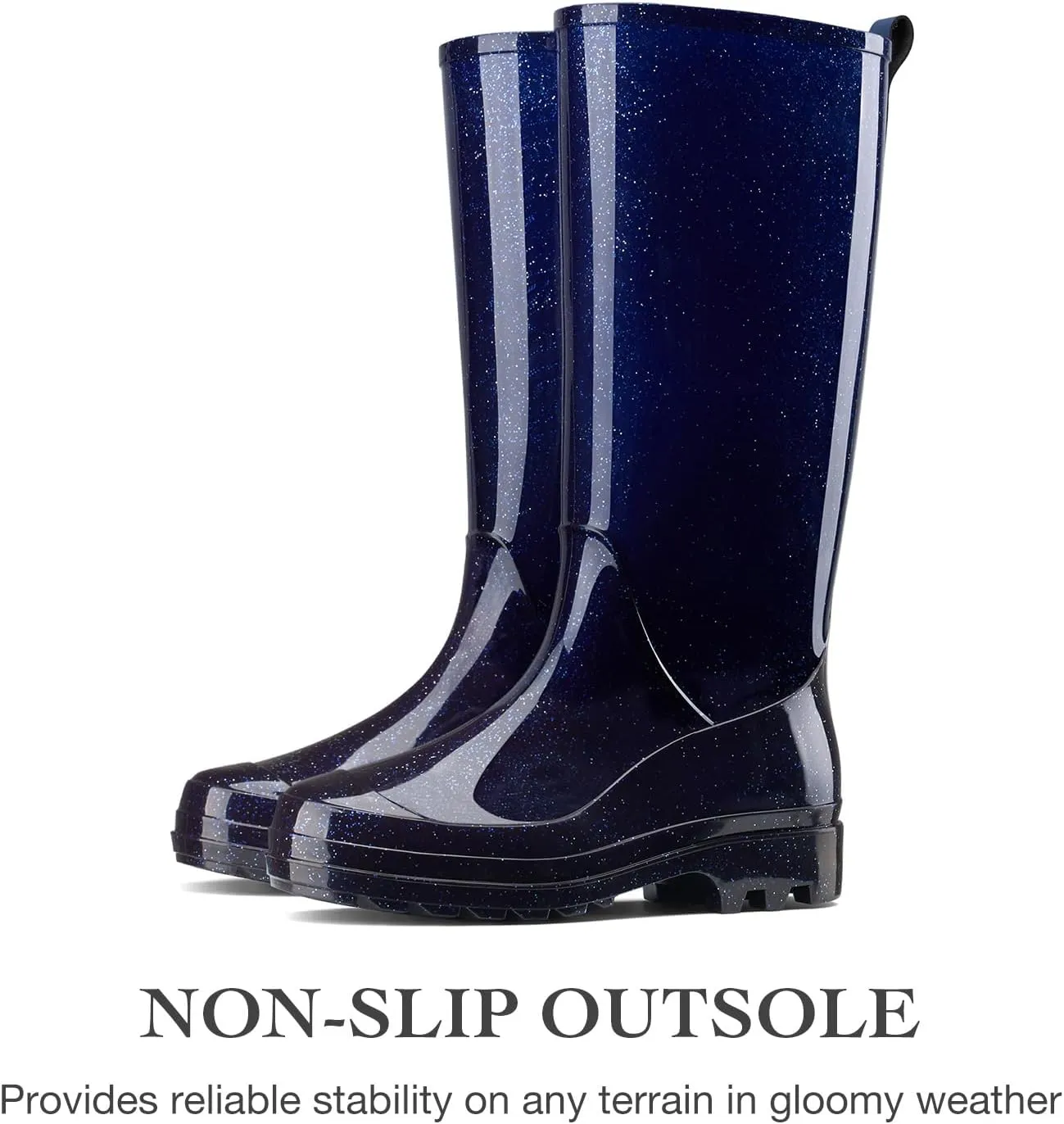 HISEA Rain Boots for Women Waterproof Garden Boots, Knee High Rain Shoes, Non Slip Seamless Welly