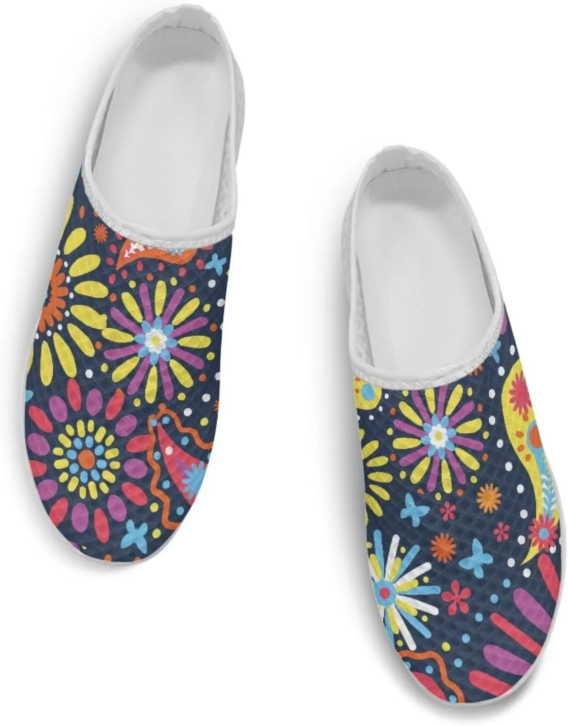 Howilath Flower Print Women's Mule Shoes Casual Garden Clogs Lightweight Slip on Sneakers Mules Sneakers with EVA Sole