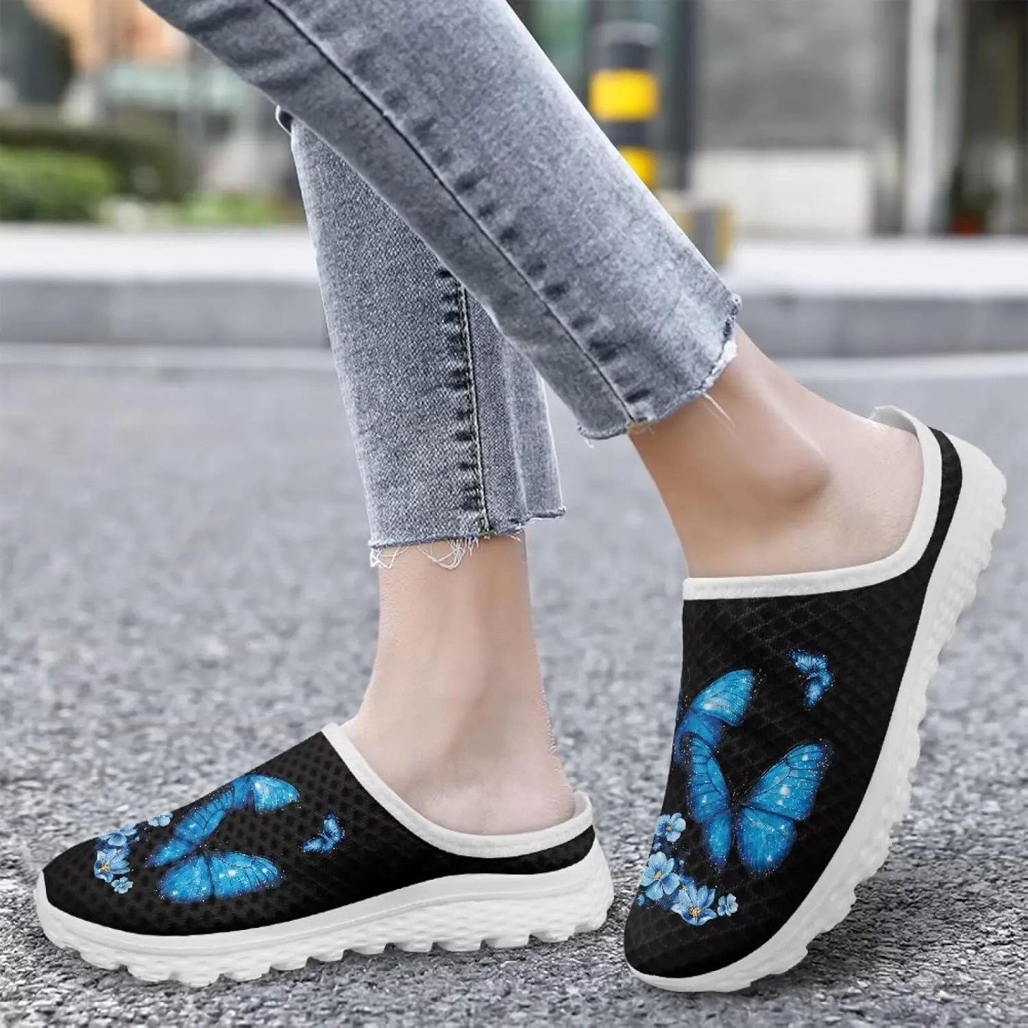Howilath Mesh Mule Tennis Shoes for Women with Soft EVA Sole Fashion Backless Slip on Sneakers Lightweight Walking Shoes US 6-13.5