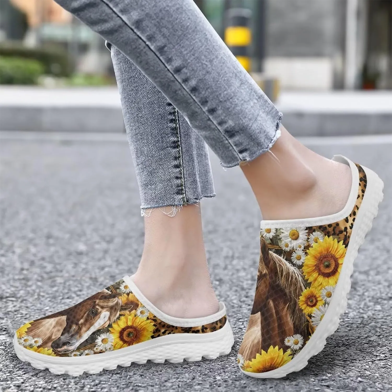 Howilath Mesh Mule Tennis Shoes for Women with Soft EVA Sole Fashion Backless Slip on Sneakers Lightweight Walking Shoes US 6-13.5