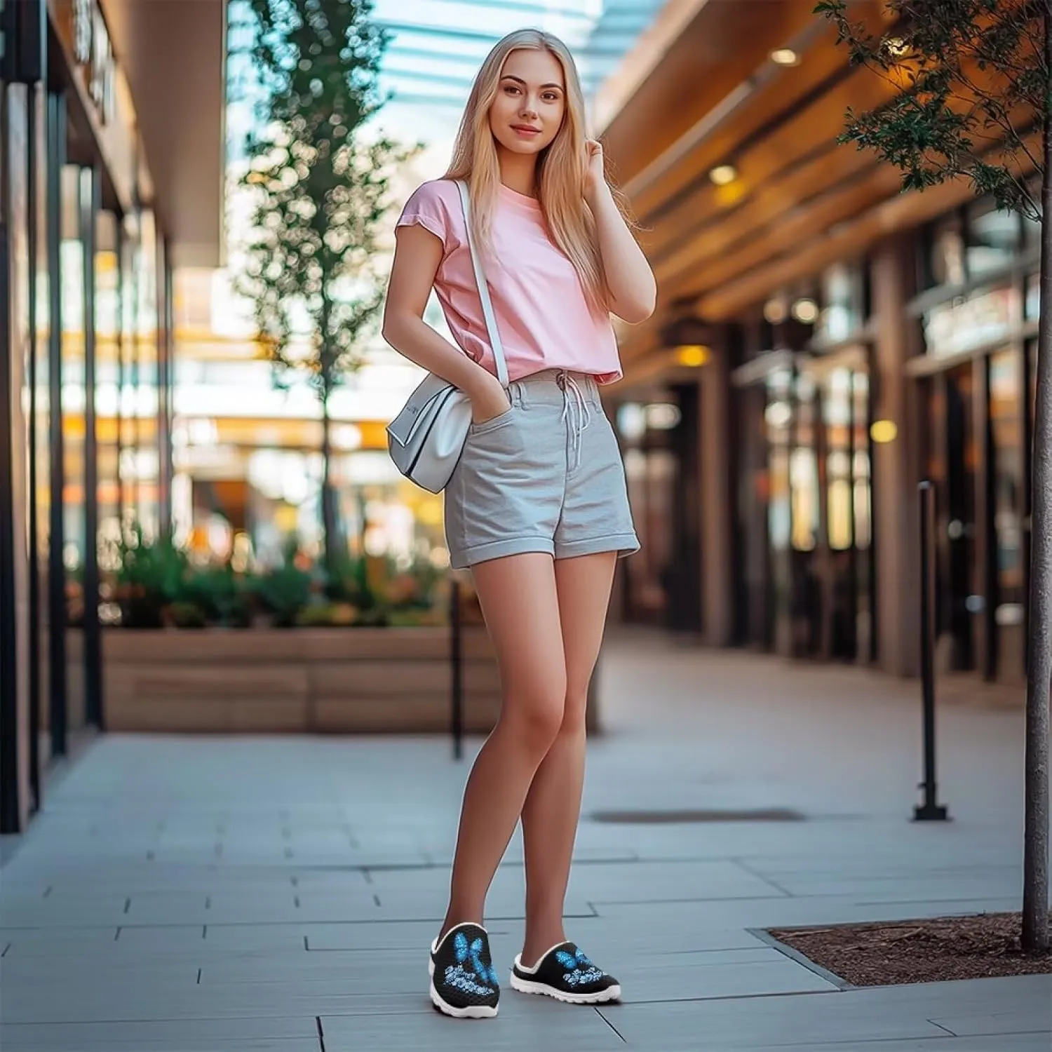 Howilath Mesh Mule Tennis Shoes for Women with Soft EVA Sole Fashion Backless Slip on Sneakers Lightweight Walking Shoes US 6-13.5