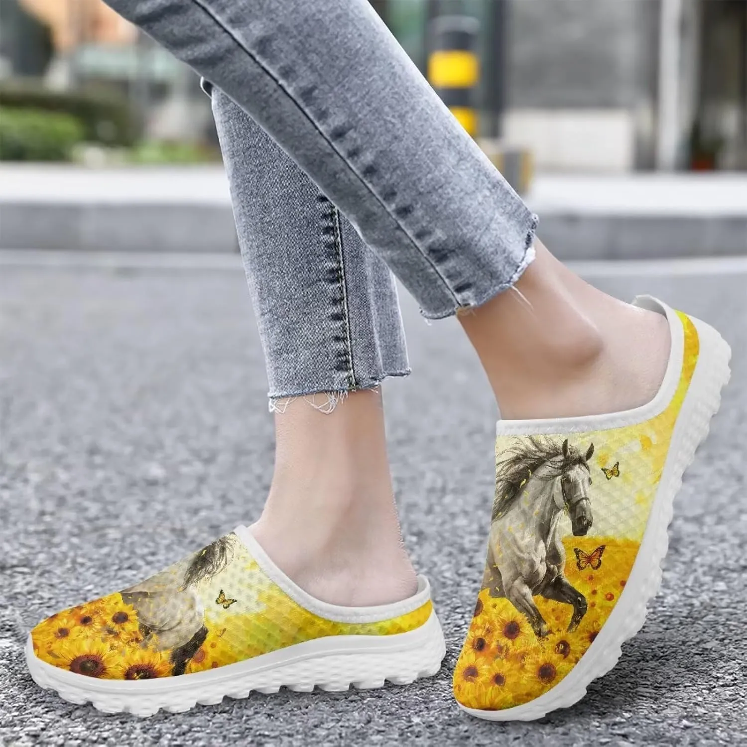 Howilath Women's Mule Shoes Casual Slip on Half Shoes with Arch Support Breathable Walking Mules Sneakers Sandals US Size 6-13.5