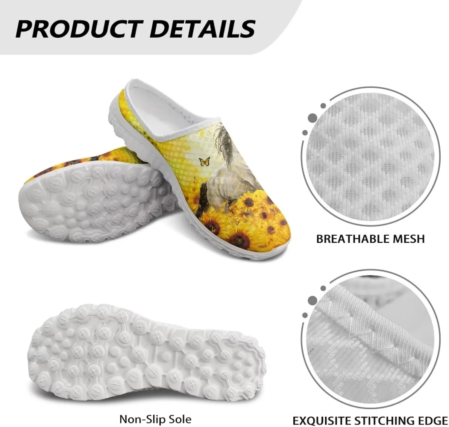 Howilath Women's Mule Shoes Casual Slip on Half Shoes with Arch Support Breathable Walking Mules Sneakers Sandals US Size 6-13.5