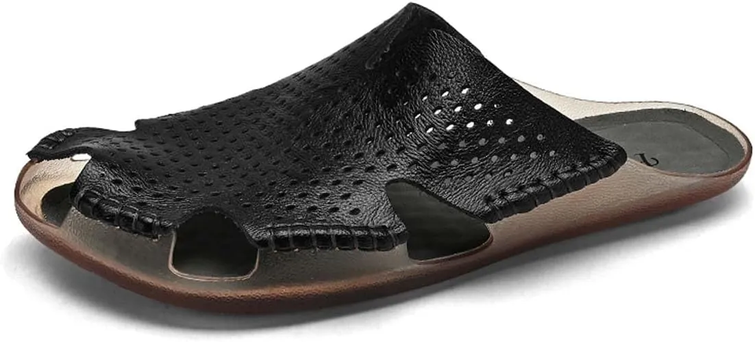 HYDLONGR Men's Women's Lightweight Breathable Cowhide Garden Sandals Beach Slippers Clogs Mules Shoes