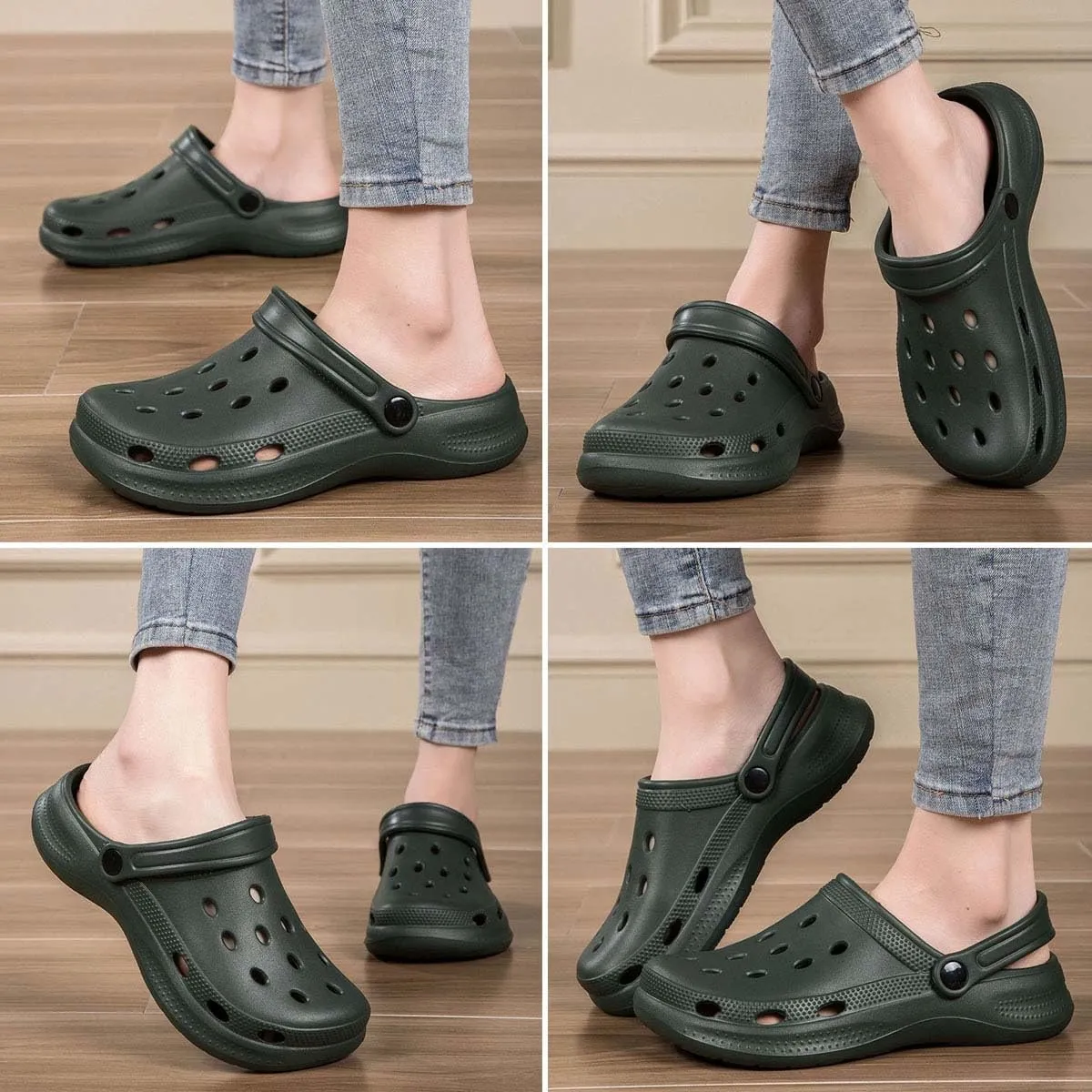 HYDLONGR Men's Women's Lightweight Breathable Garden Sandals Quick-Drying Beach Slippers Non-Slip Mules Clogs Shoes