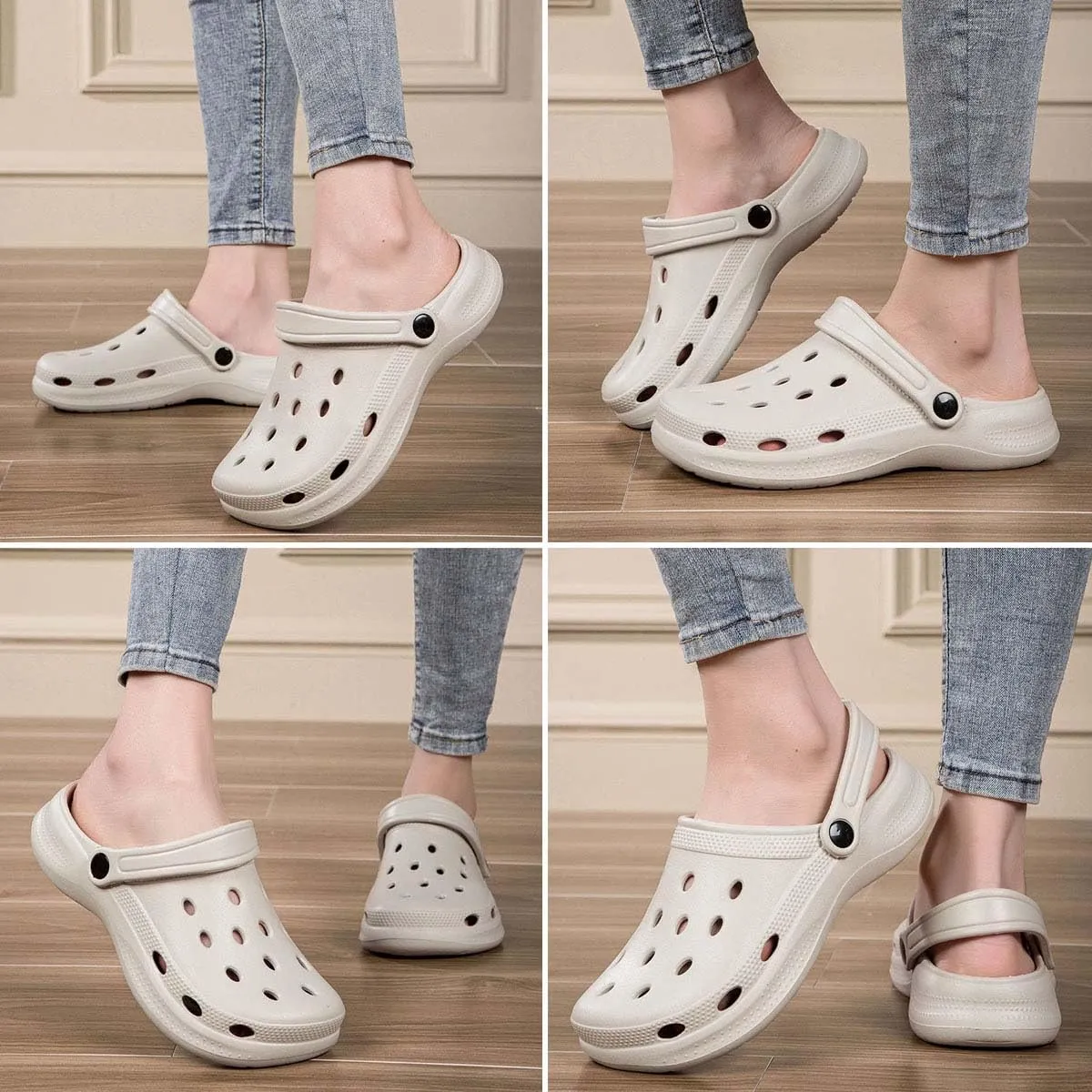 HYDLONGR Men's Women's Lightweight Breathable Garden Sandals Quick-Drying Beach Slippers Non-Slip Mules Clogs Shoes