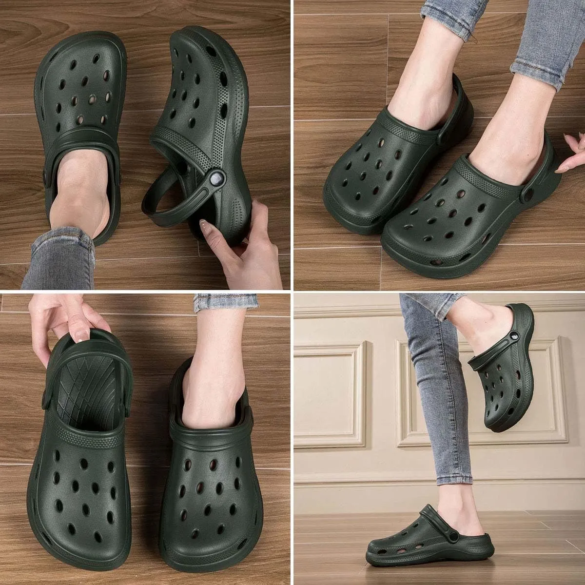 HYDLONGR Men's Women's Lightweight Breathable Garden Sandals Quick-Drying Beach Slippers Non-Slip Mules Clogs Shoes