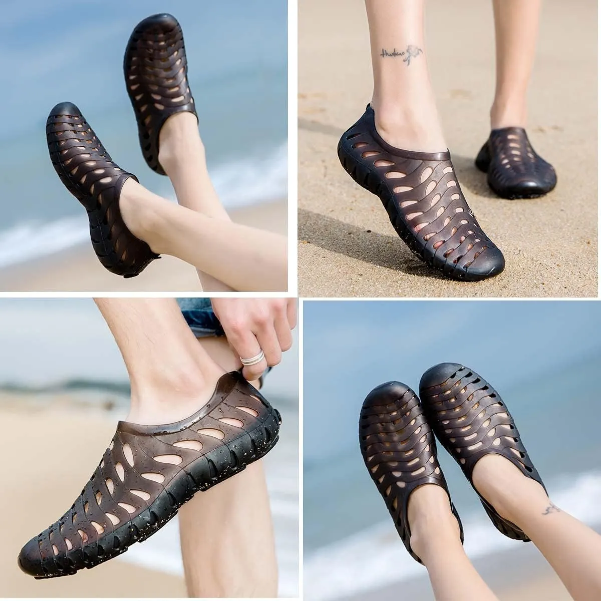 HYDLONGR Men's Women's Lightweight Breathable Non-Slip Garden Sandals Quick-Drying Hole Water Shoes Beach Kayaking Shoes