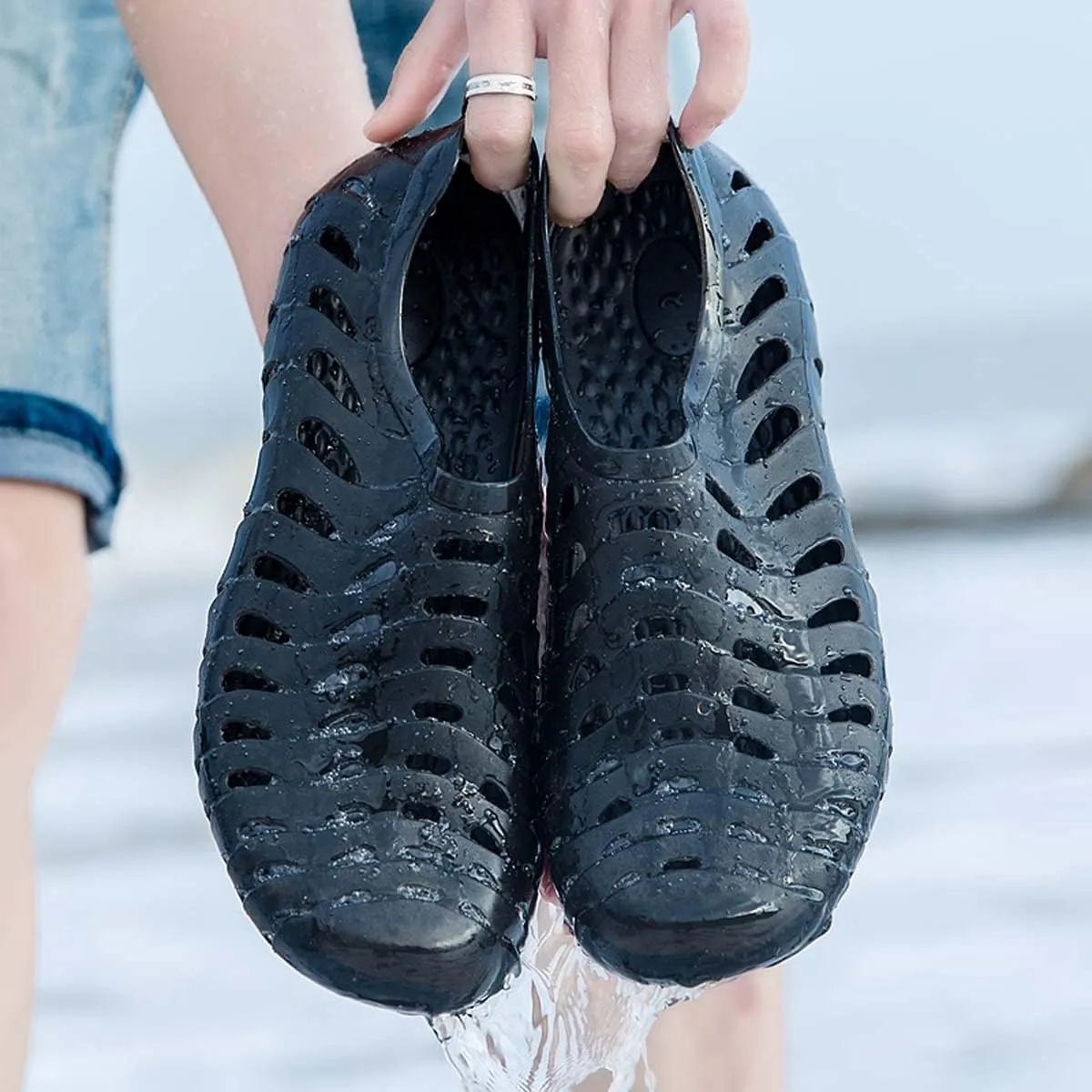 HYDLONGR Men's Women's Lightweight Breathable Non-Slip Garden Sandals Quick-Drying Hole Water Shoes Beach Kayaking Shoes