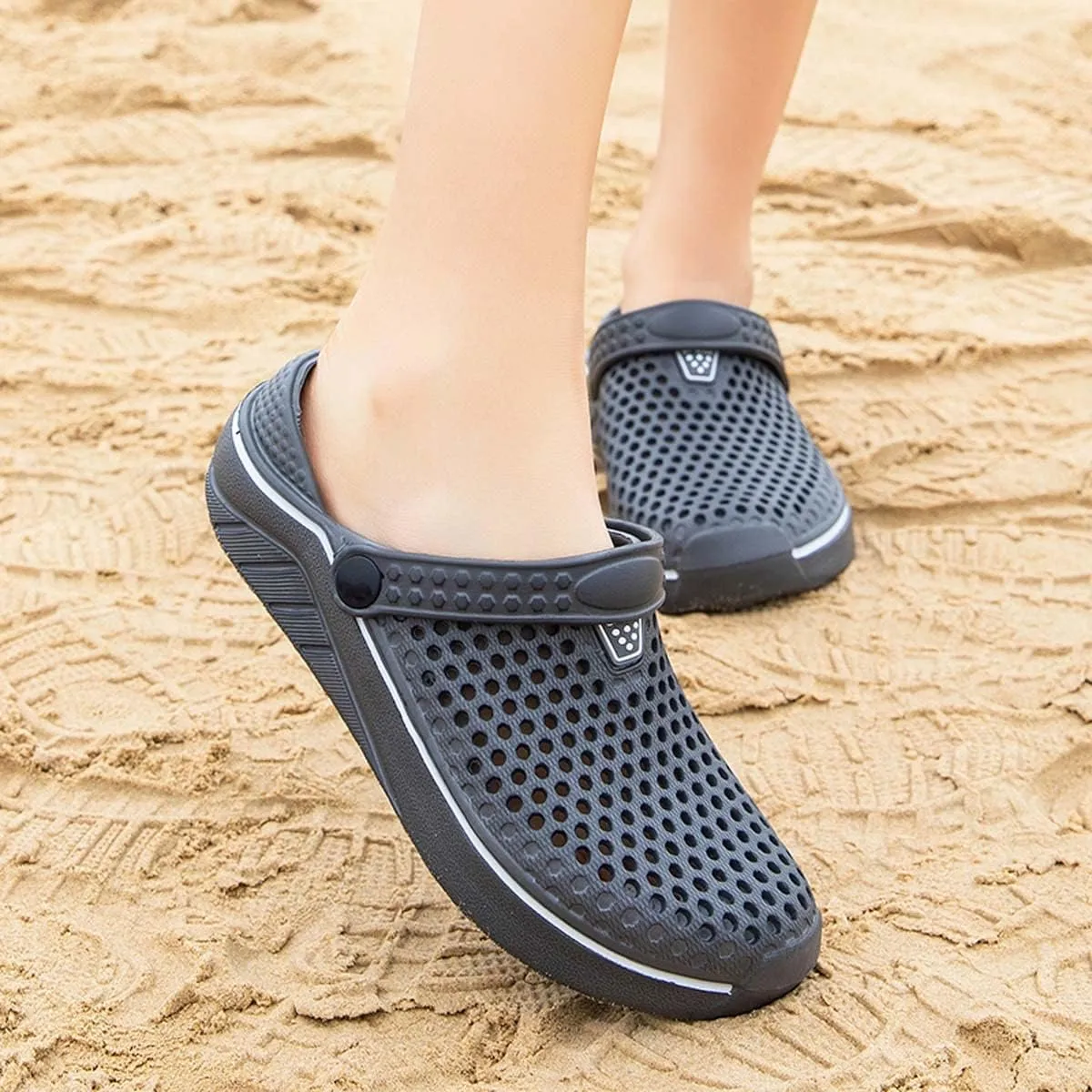 HYDLONGR Men's Women's Lightweight Breathable Non-Slip Garden Shoes Quick-Drying Beach Sandals Non-Slip Water Play Slippers Clogs Mules Shoes