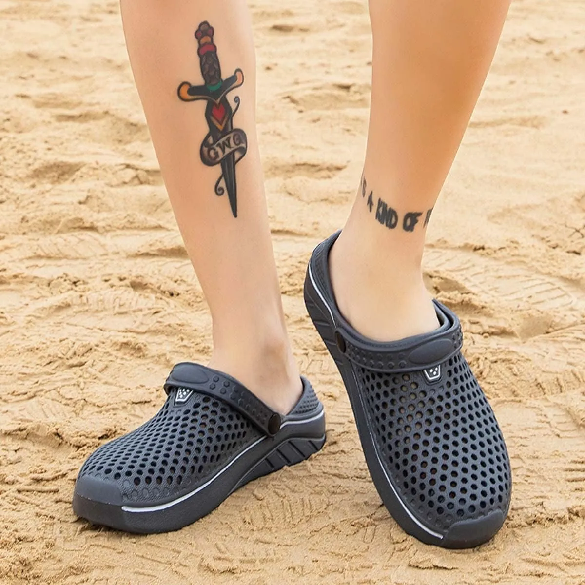 HYDLONGR Men's Women's Lightweight Breathable Non-Slip Garden Shoes Quick-Drying Beach Sandals Non-Slip Water Play Slippers Clogs Mules Shoes