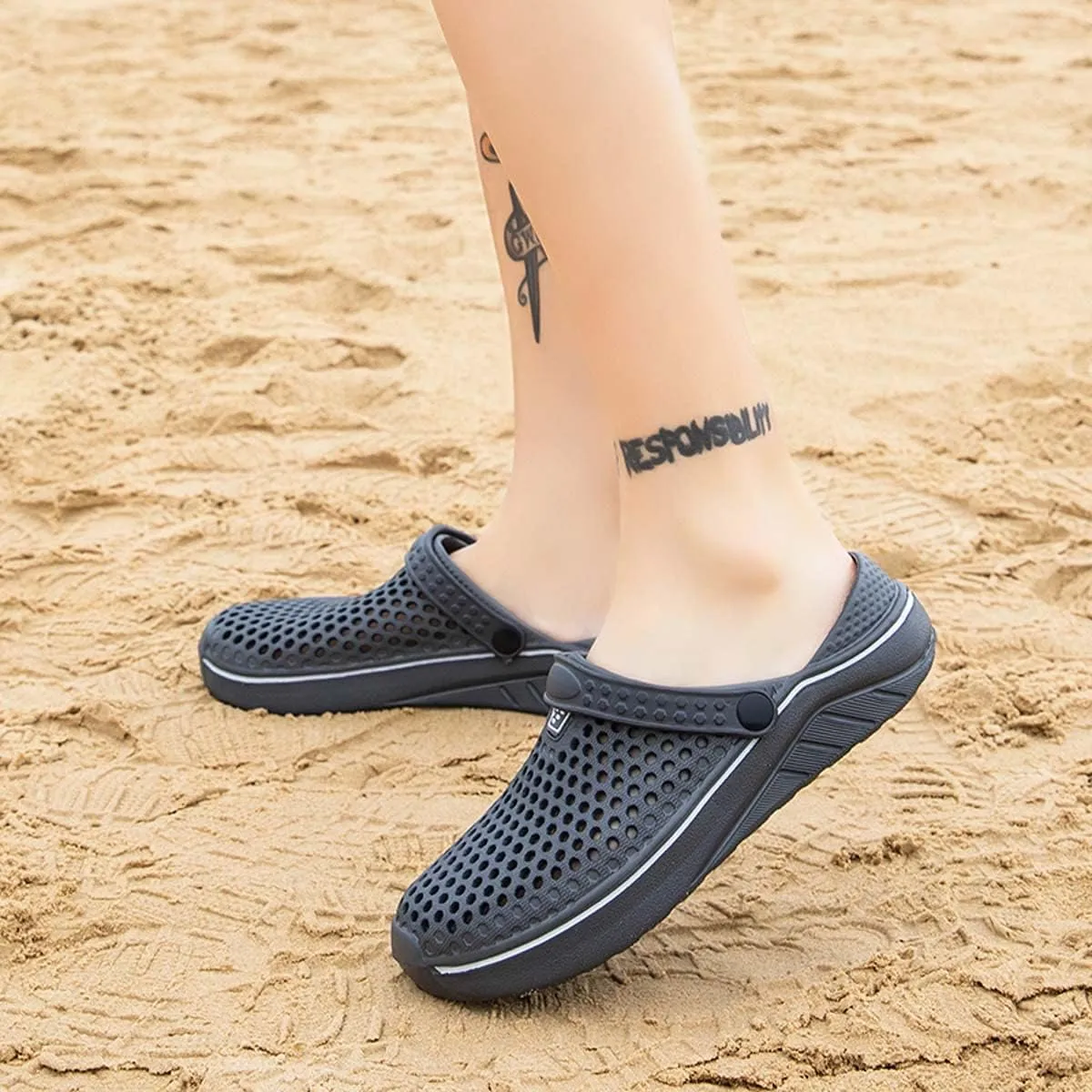 HYDLONGR Men's Women's Lightweight Breathable Non-Slip Garden Shoes Quick-Drying Beach Sandals Non-Slip Water Play Slippers Clogs Mules Shoes