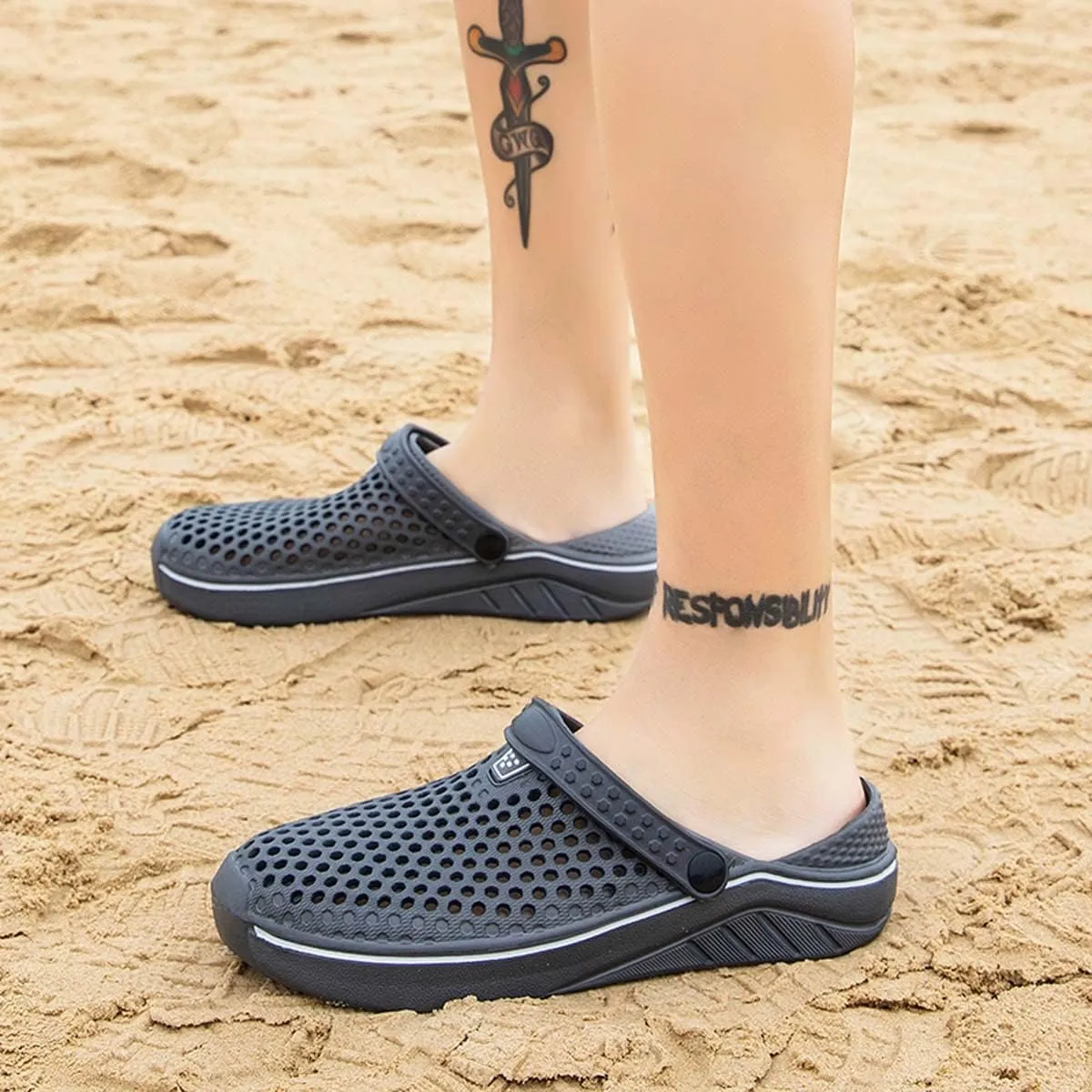 HYDLONGR Men's Women's Lightweight Breathable Non-Slip Garden Shoes Quick-Drying Beach Sandals Non-Slip Water Play Slippers Clogs Mules Shoes