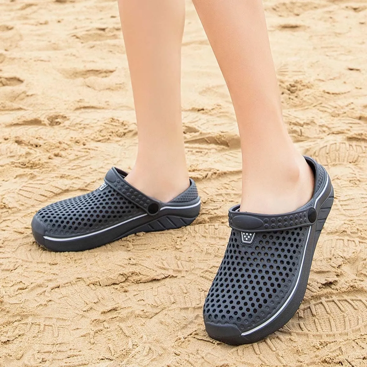 HYDLONGR Men's Women's Lightweight Breathable Non-Slip Garden Shoes Quick-Drying Beach Sandals Non-Slip Water Play Slippers Clogs Mules Shoes