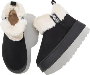 HYPOCRUTE Womens Winter Boots Fur Snow Boots Ankle Booties Fuzzy Warm Platform Short Boots for Women Slip on Boots