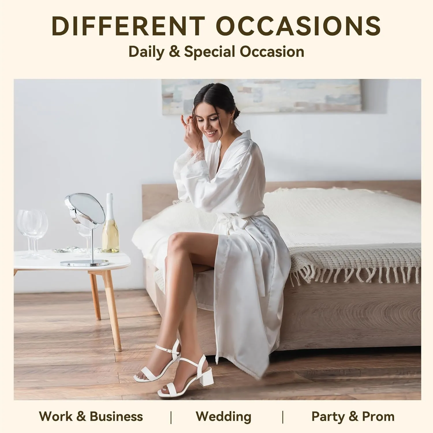 IDIFU IN2 Low Block Heels for Women Chunky Heels Square Open Toe Heeled Sandals Wedding Bride Prom Graduation Dress Shoes Comfortable Cute Trendy Summer Casual Ankle Strap Heels