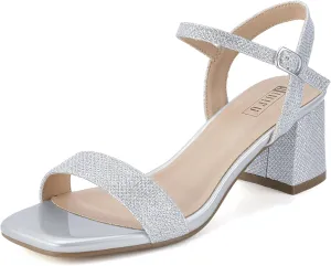 IDIFU IN2 Low Block Heels for Women Chunky Heels Square Open Toe Heeled Sandals Wedding Bride Prom Graduation Dress Shoes Comfortable Cute Trendy Summer Casual Ankle Strap Heels