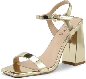 IDIFU IN4 High Heels for Women Dressy Chunky Block Square Open Toe Heeled Sandals Slingback Thick Sexy Womens Dress Sandals Wedding Prom Summer Bridal Bride Comfortable Strappy Ankle Strap Heels