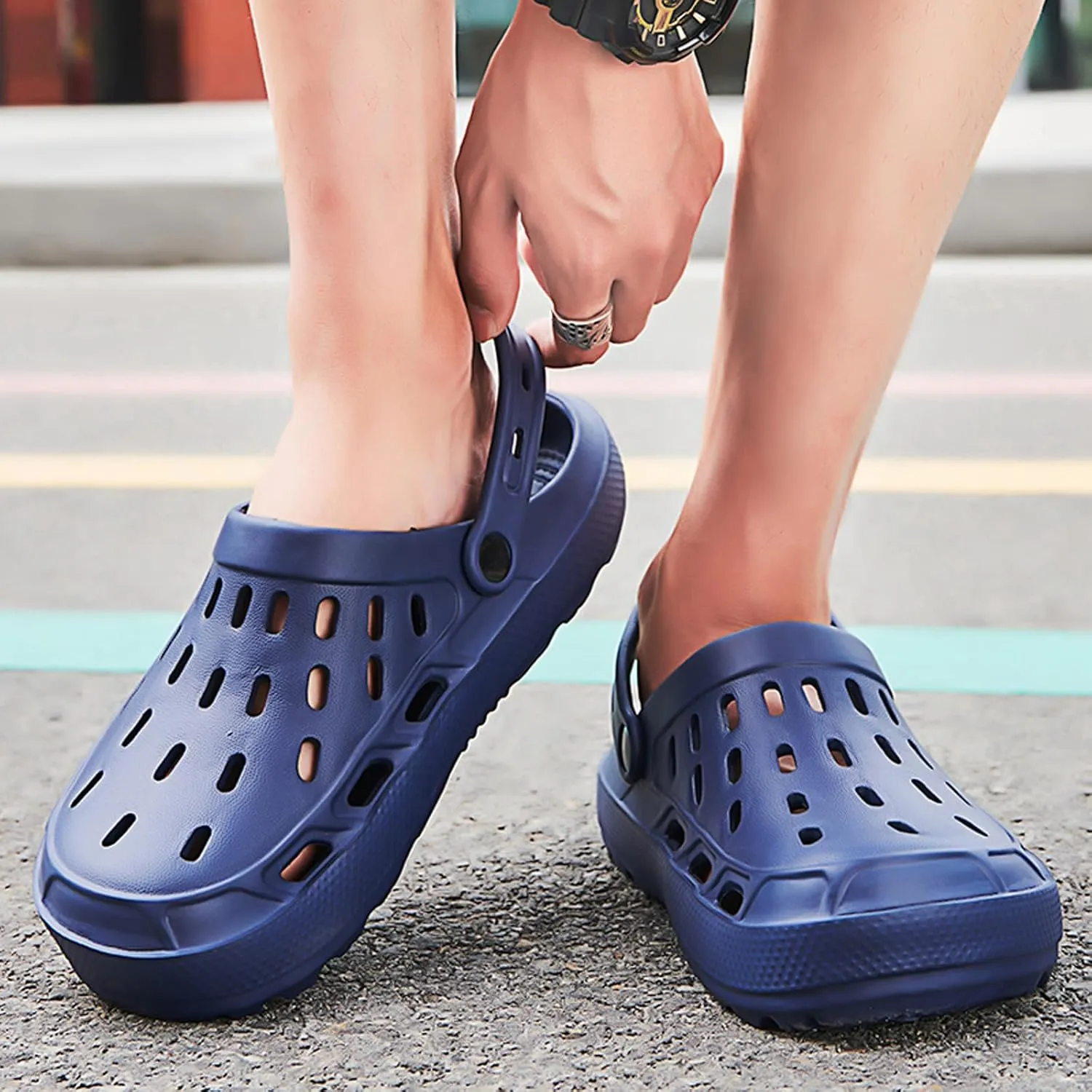 ihinzry Men's Garden Clogs Classic Mules Clog Slip On Water Shoes for Men Summer Beach Pool Sandals for Outdoor