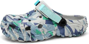ihinzry Men's Garden Clogs Graphic Mules Clog Slip On Beach Sandals for Men Outdoor Slippers with Adjustable Strap