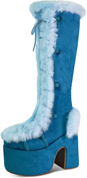 IMPREMEY Knee High Boots For Women， With Side Zipper Punk Gothic Thick-Soled Platform Boots…