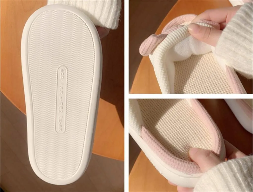 Indoor Slippers, Pigs, Bears Cute Cartoon Slippers Women's Home Slippers Linen Four Seasons Slippers